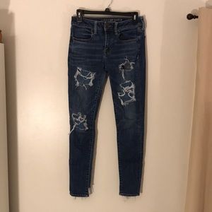 American Eagle AE ripped patched jeans